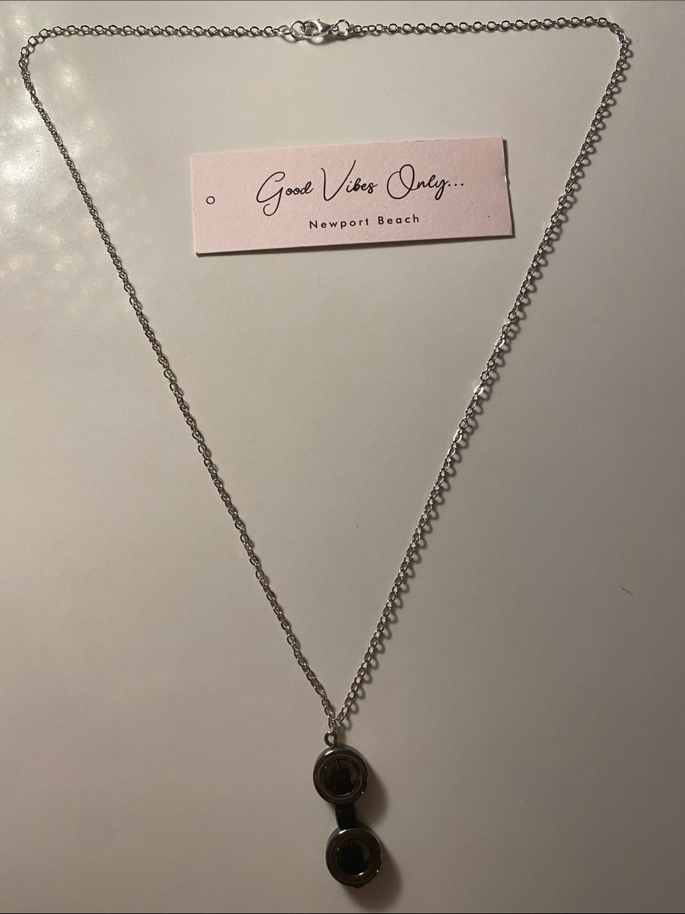 Silver Chain Double Hematite and black faceted cube bead Pendant Necklace!